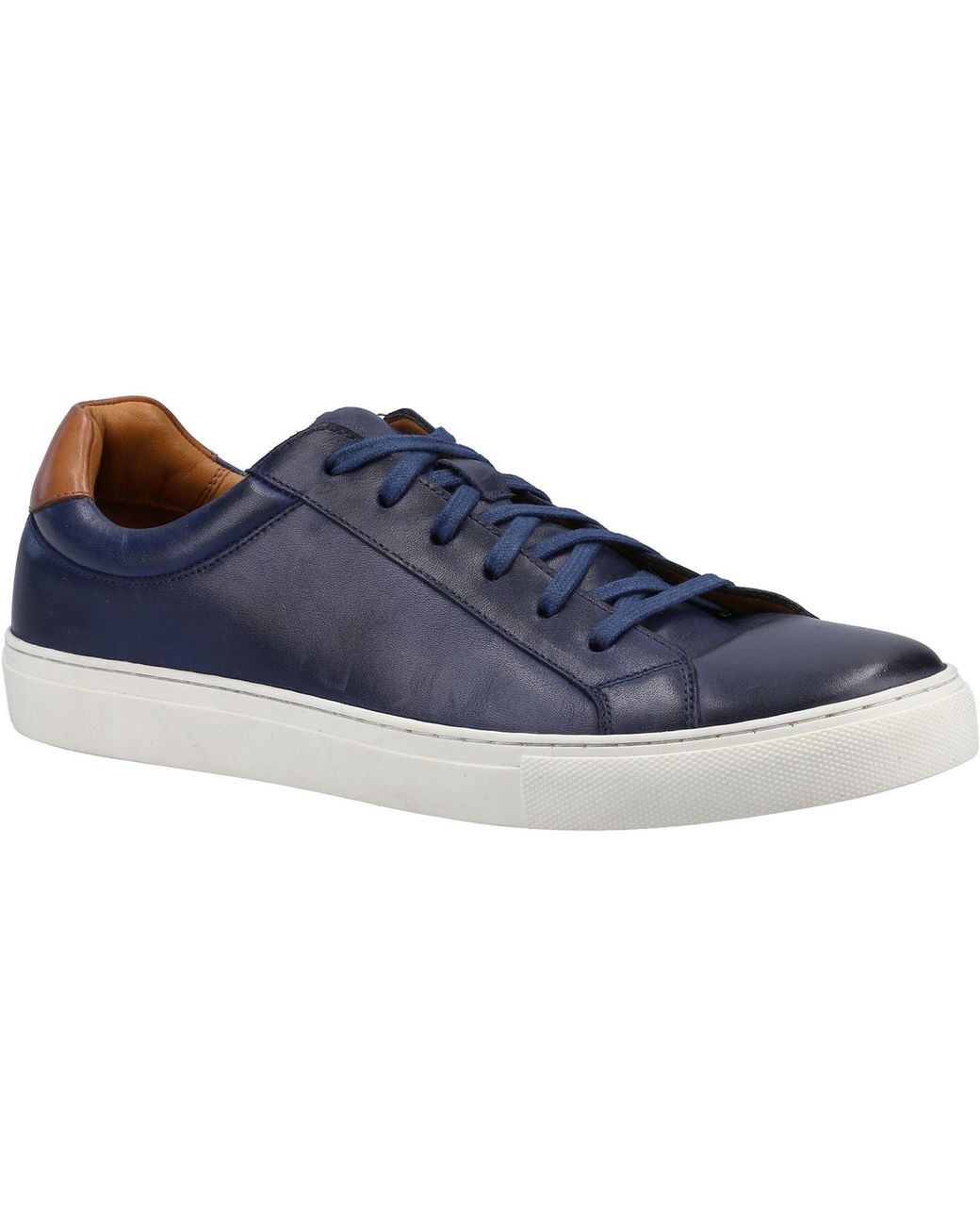 Hush Puppies Blue Colton Leather Trainers for men