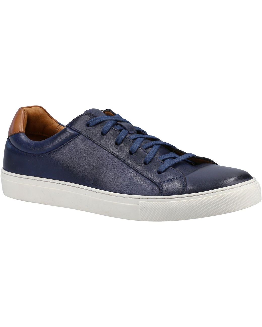 Hush Puppies Blue Colton Leather Trainers for men