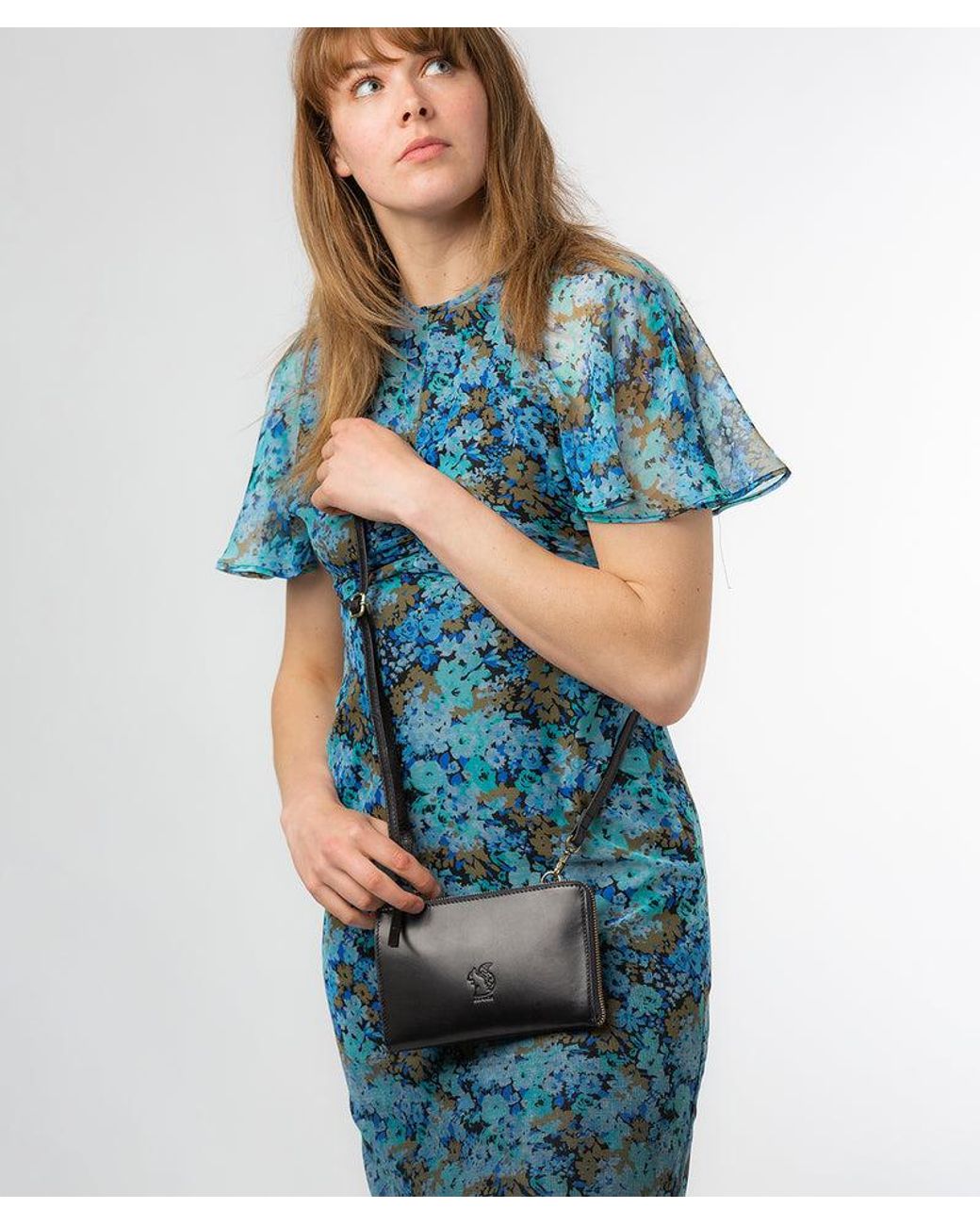 Conkca Blue 'Senga' Leather Cross Body Clutch Bag