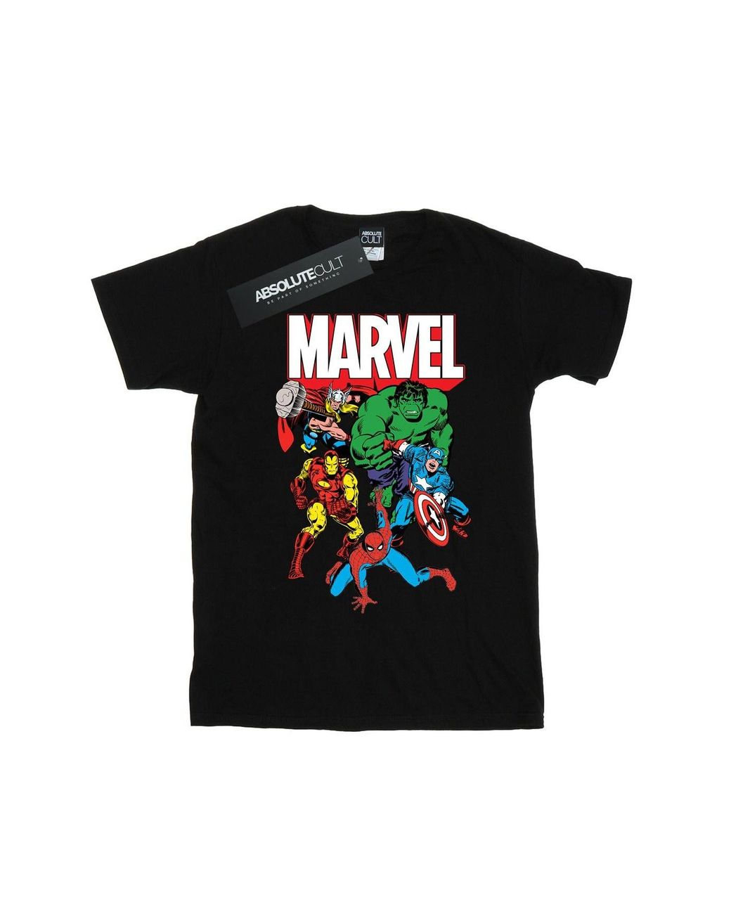 Marvel Black Ladies Hero Group Cotton Boyfriend T-Shirt