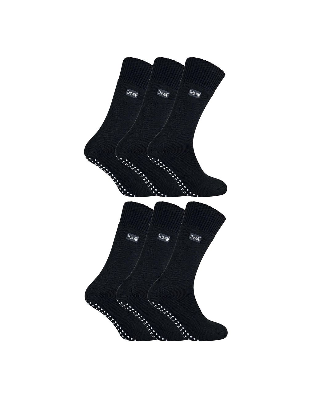 THMO Blue 6 Pairs Thermal Indoor Slipper Socks With Grips for men