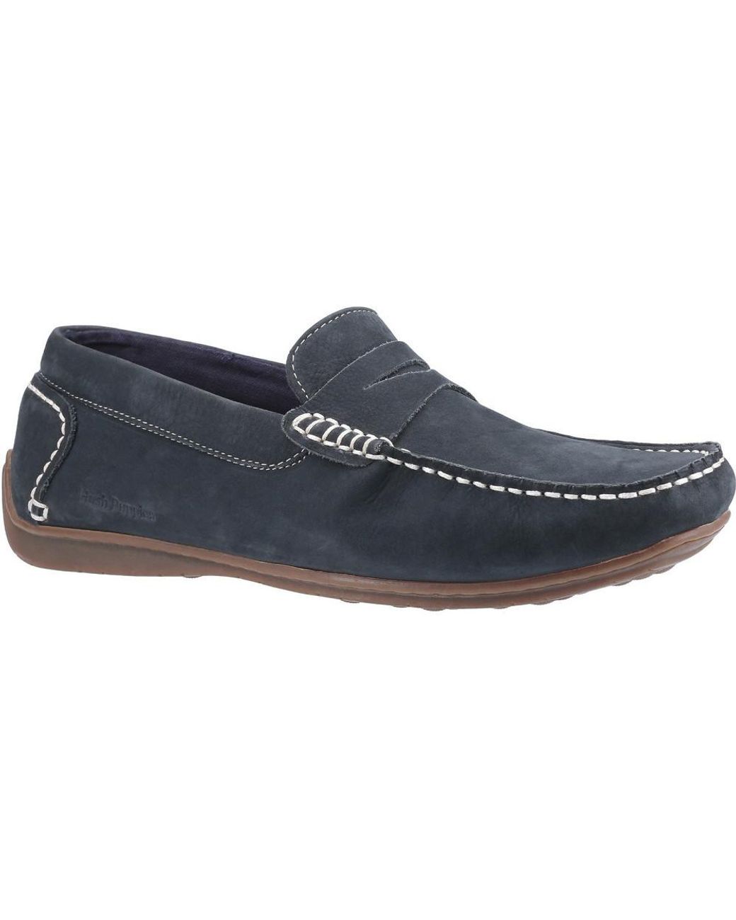 Hush Puppies Blue Roscoe Leather Slip On Loafer Shoes for men
