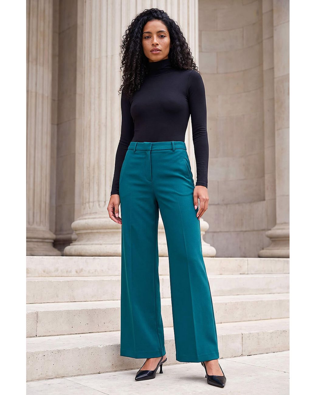 Roman Blue Regular Wide Leg Trouser
