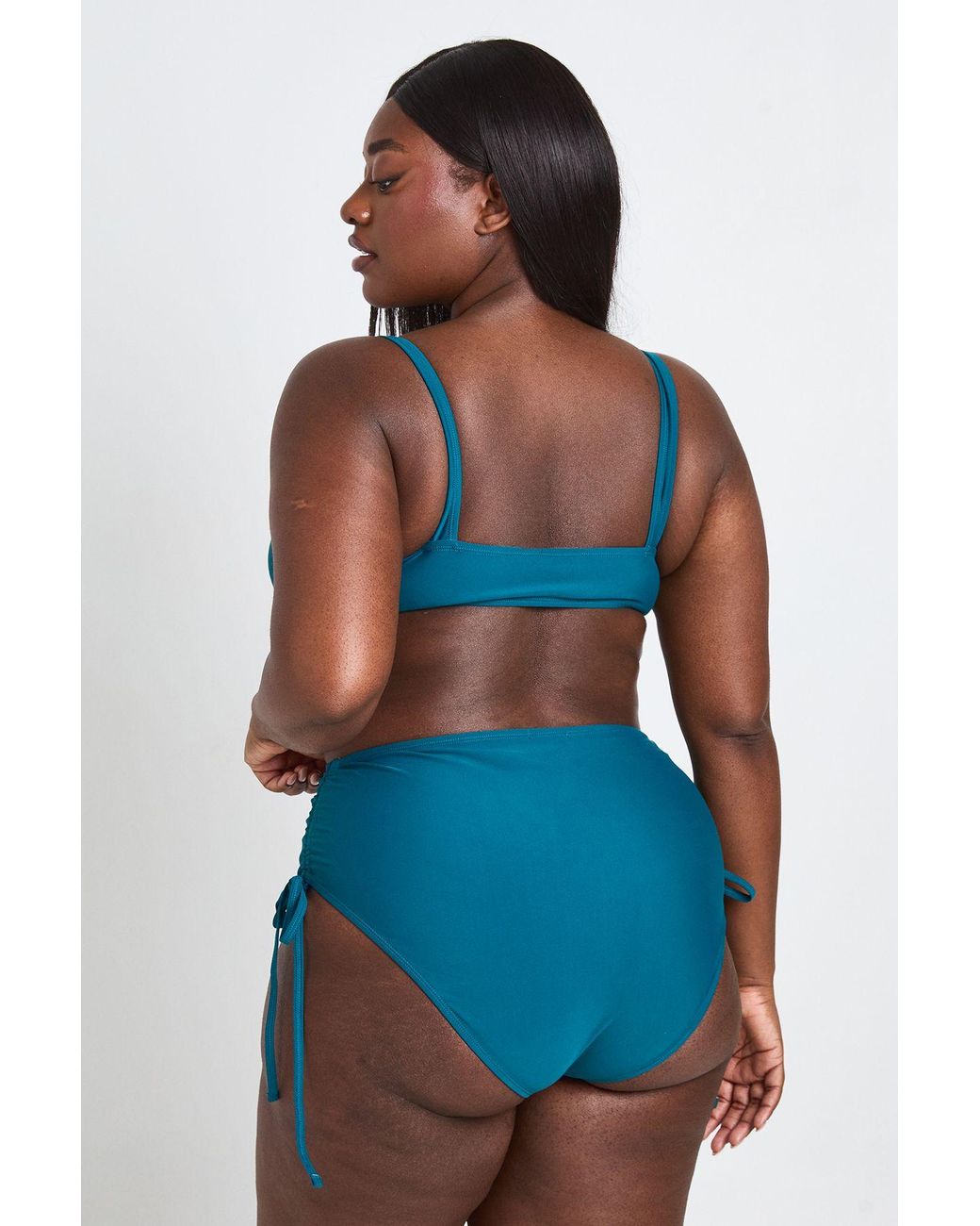 Boohoo Blue Plus Twist Front Bikini Top