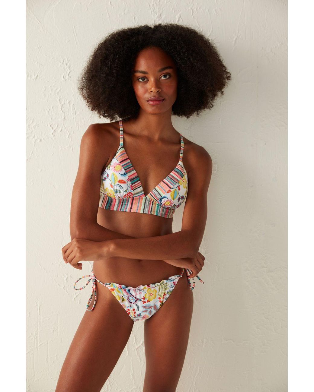Penti Brown Floral Bralette Bikini Top