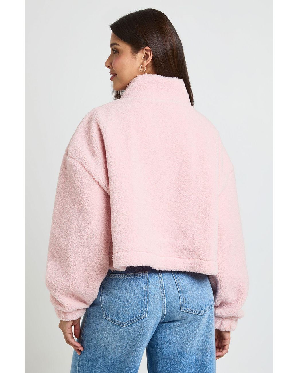 Boohoo Pink High Neck Teddy Jacket