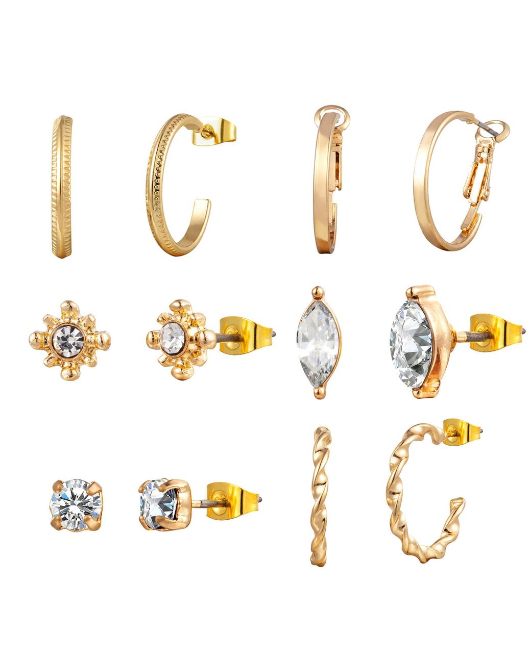 The Jewellery Stockroom Metallic Set Of 6 Plated Various Earrings