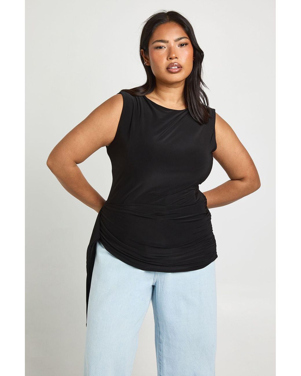 Boohoo Black Plus Drape Sleeveless Top