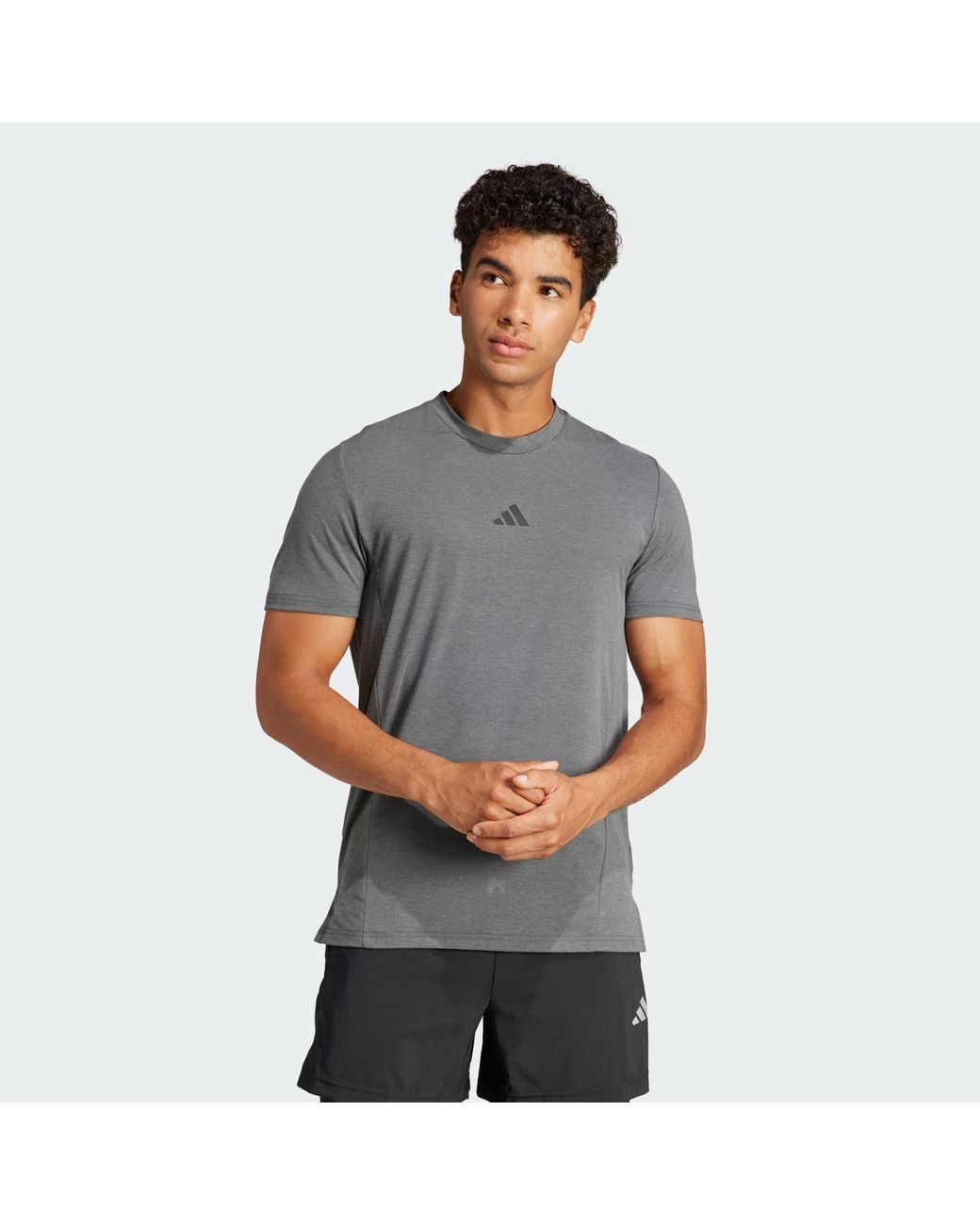 Adidas Originals Gray Designed For Training Workout Tee for men