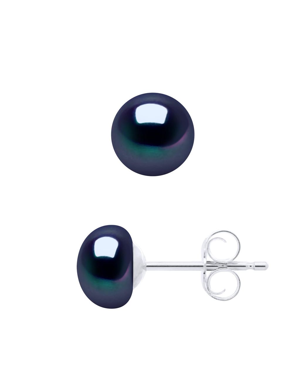 Ateliers Saint Germain Blue Earrings Of 925 And Real Cultured Freshwater Pearls Button 6-7 Mm