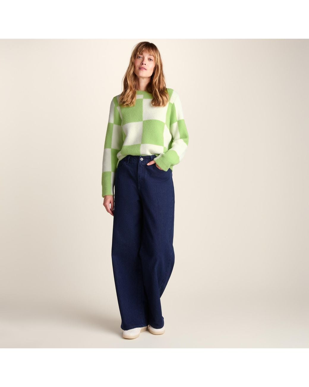 TOG24 Blue Celeste Checkerboard Chunky Knit Jumper