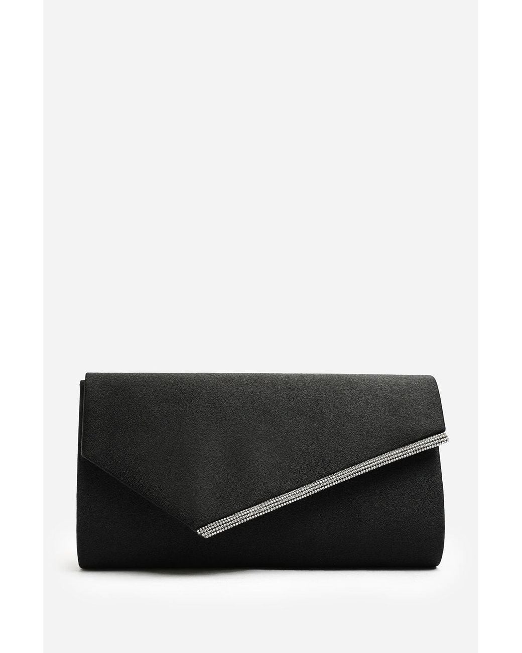 Where's That From Black Hivelle Envelope Clutch Bag With Diamante Detail