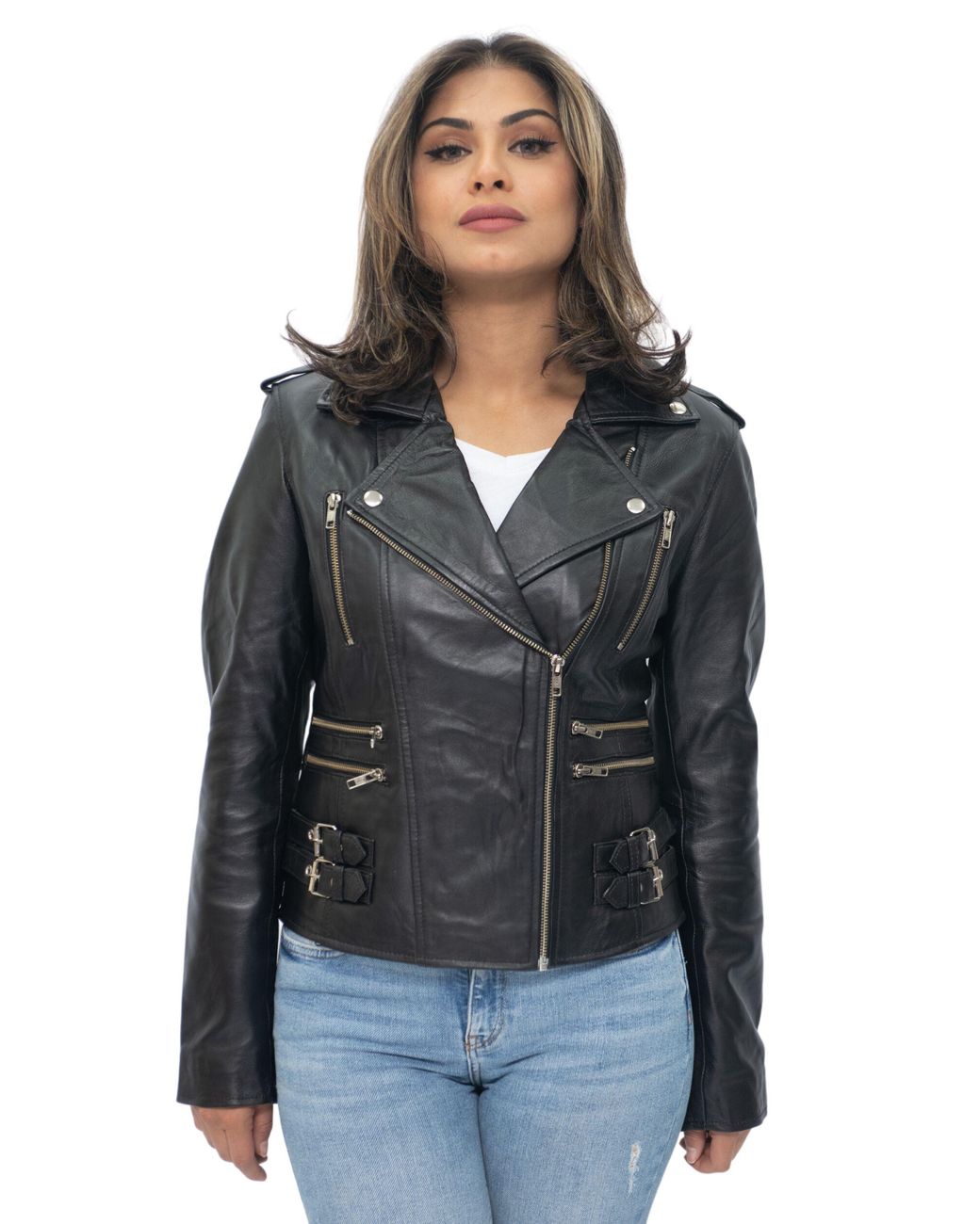 Infinity Leather Black Vintage Brando Biker Jacket-Orlando