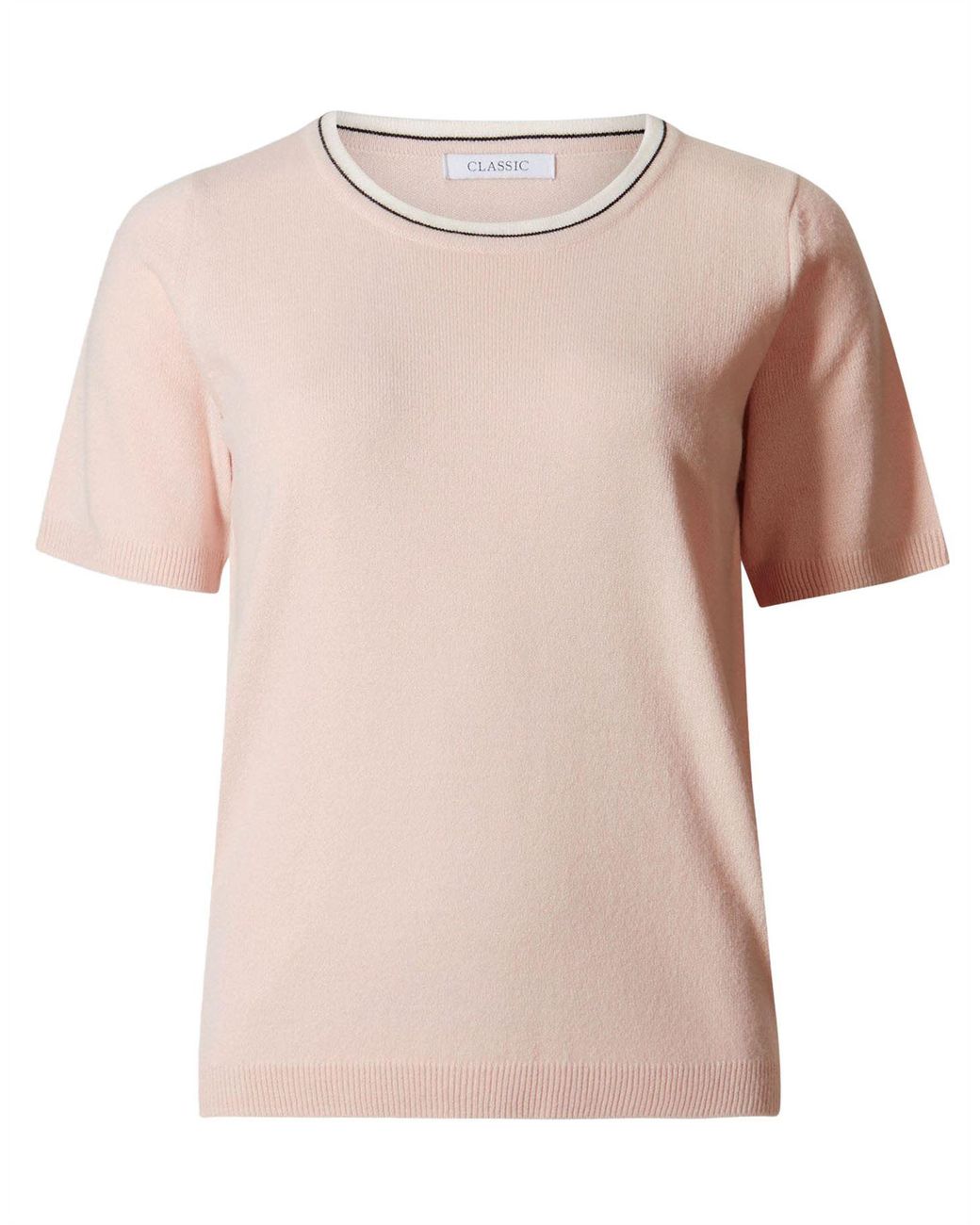 Secret Label Pink Contrast Edge Short Sleeve Top