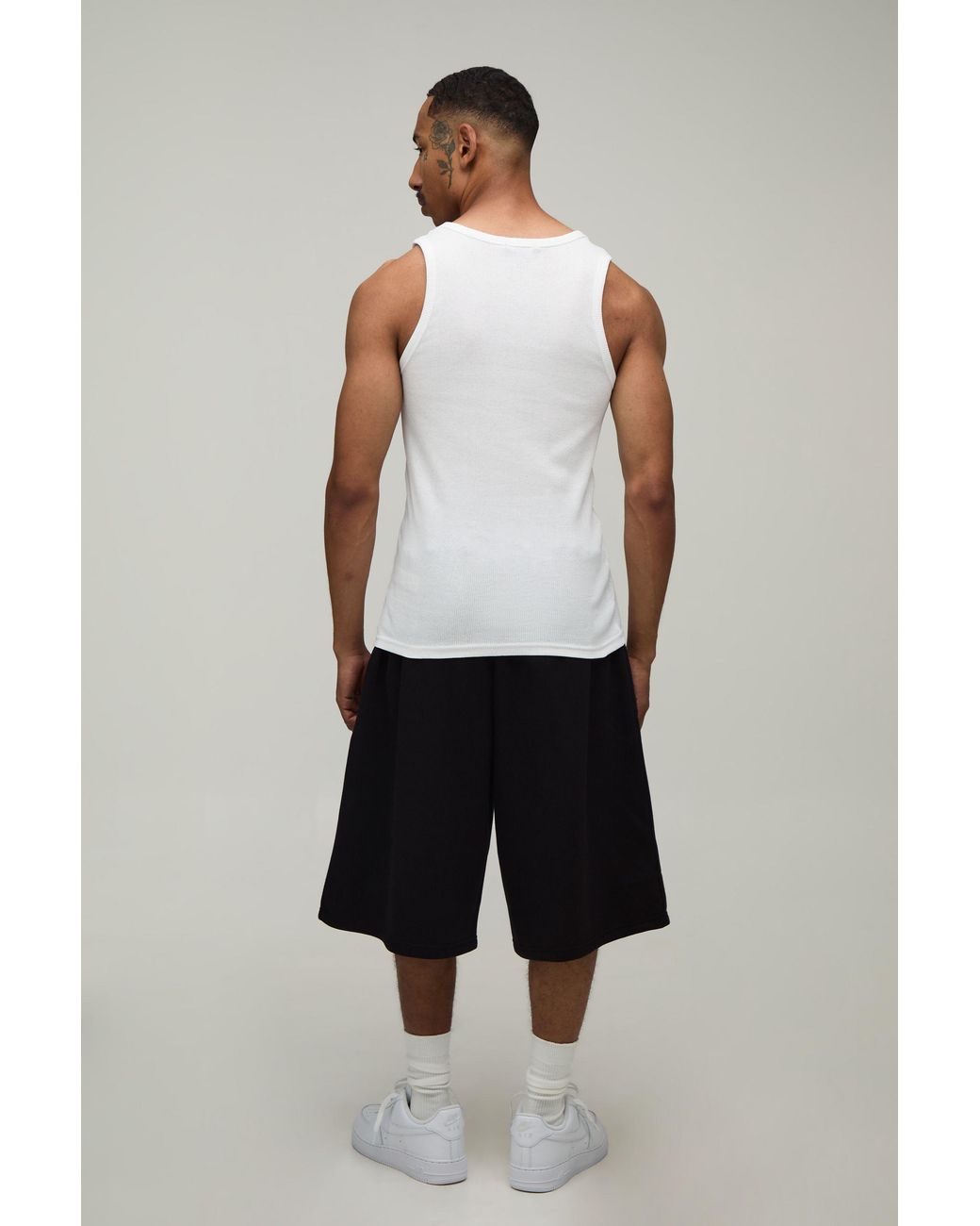 BoohooMAN Black Sport Embroidered Jersey Jort for men