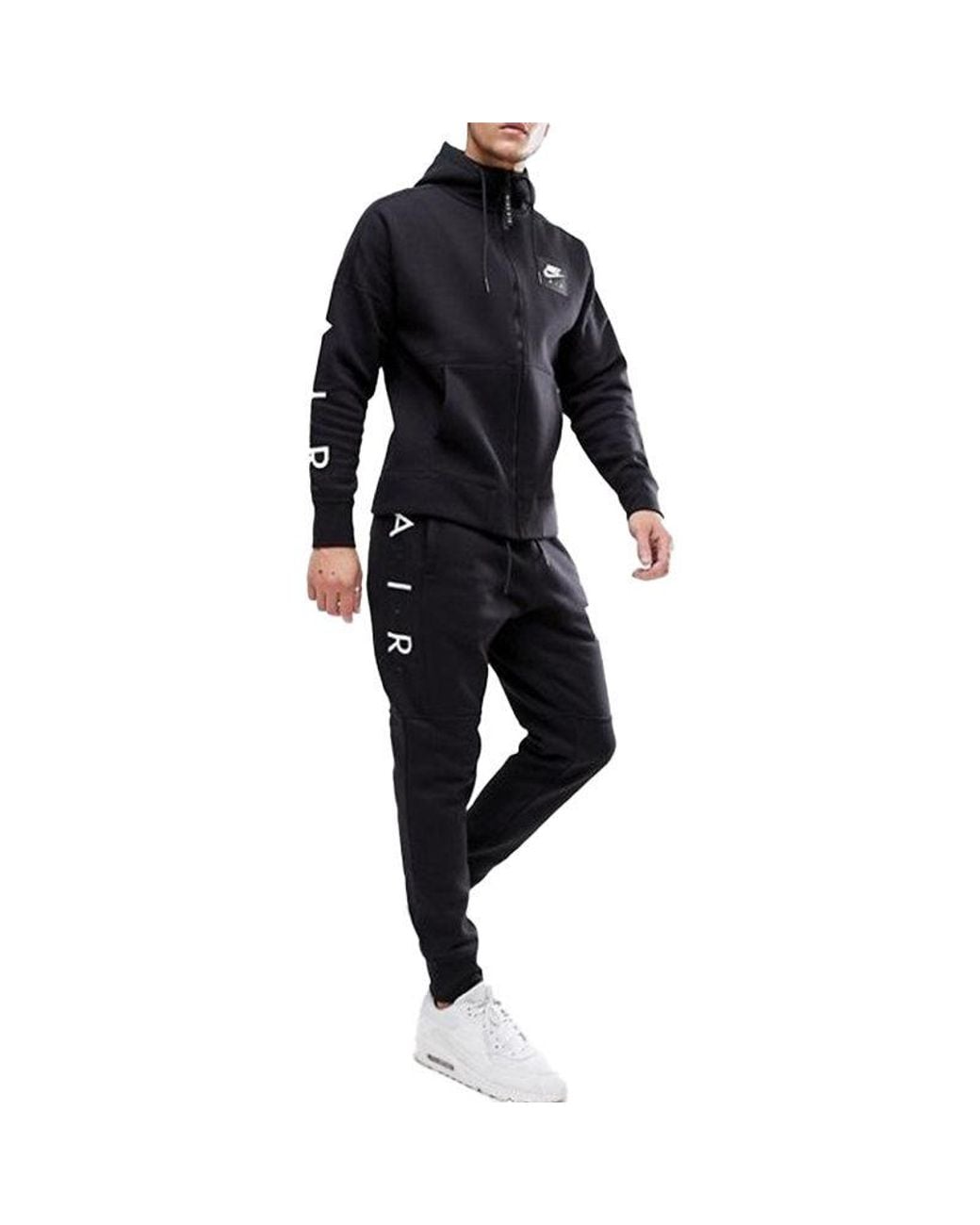 Nike Black Air 886044 Tracksuits Fleece Club Zip Arm Print Hoodie And Joggers for men