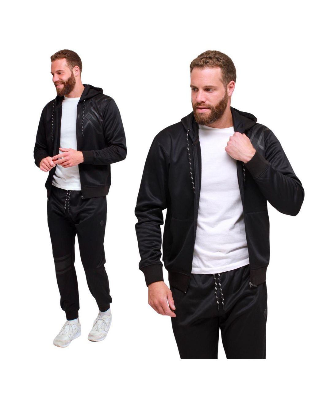 KAM Jeanswear Black Kam Two Piece Tracksuit Hoodie & Jogger Set for men