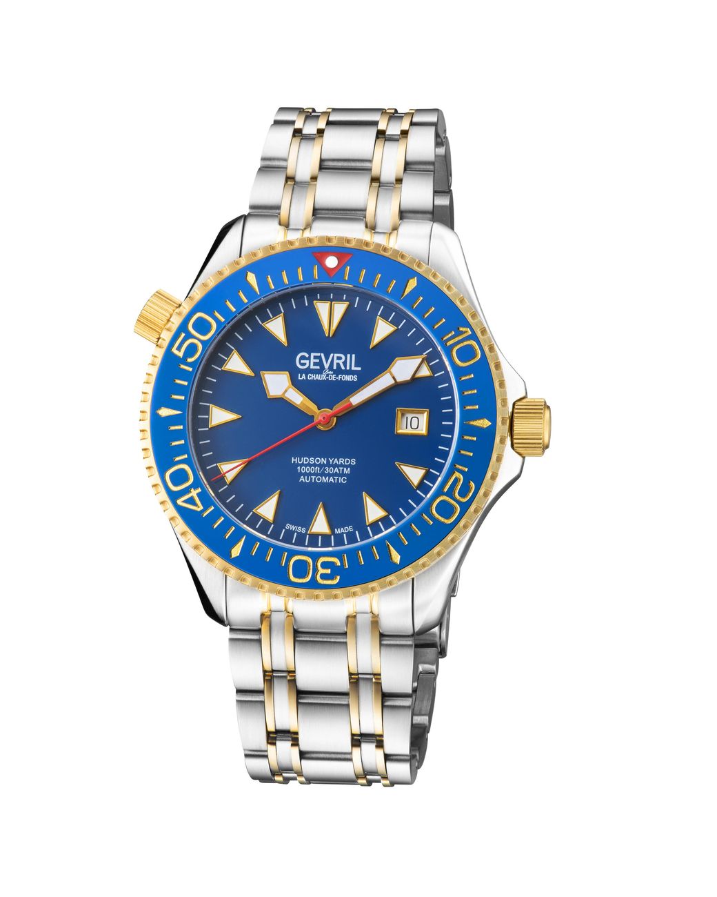 Gevril Blue Hudson Yards Swiss Automatic 3 Hands, Sellita Sw200 Movement Dial Two Tone Watch for men