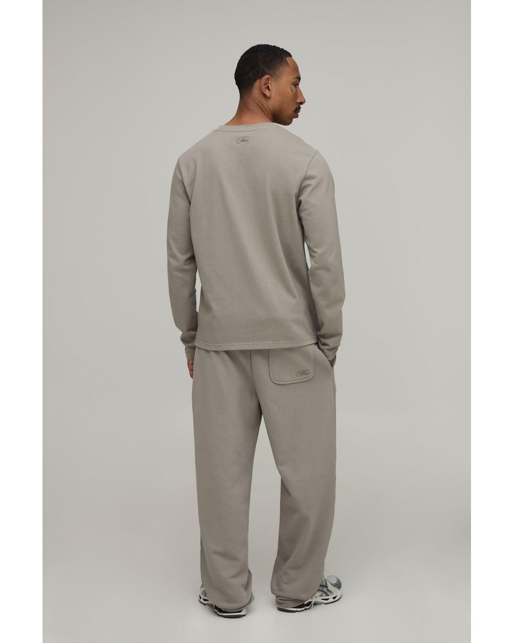 BoohooMAN Gray Heavyweight Regular Fit Long Sleeve T-Shirt for men