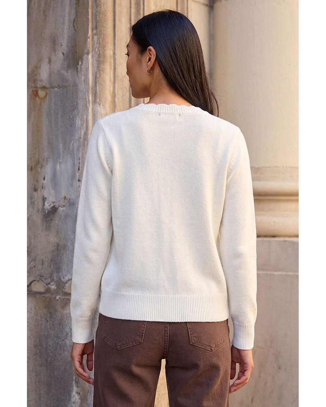 Roman Natural Heart Stitch Knit Cardigan