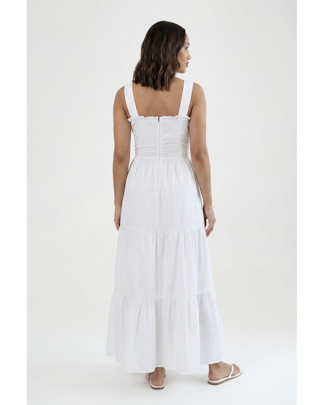 Boohoo White Maternity Ruched Poplin Maxi Dress
