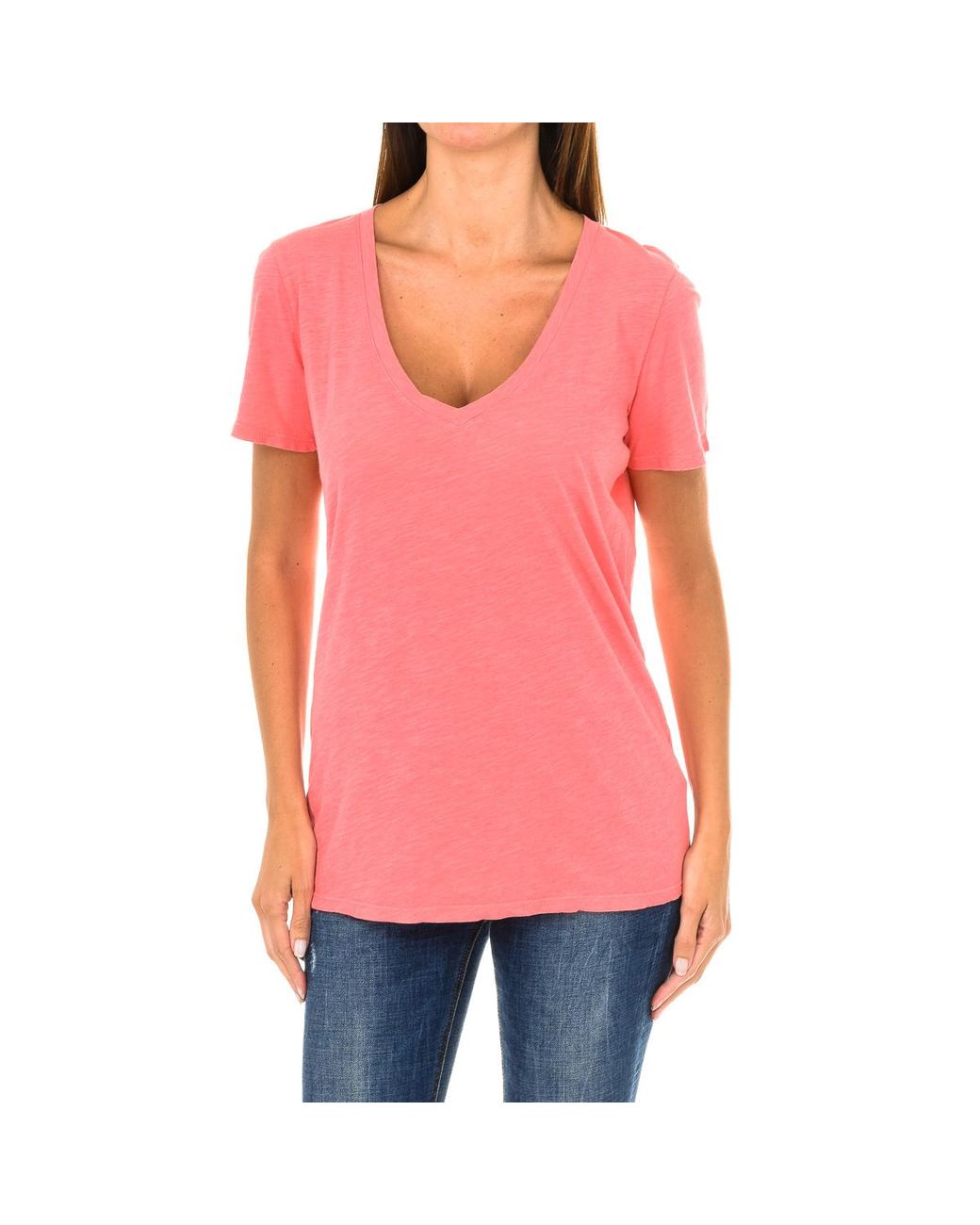 Armani Red Short-Sleeved V-Neck T-Shirt 3Y5T45-5Jzmz