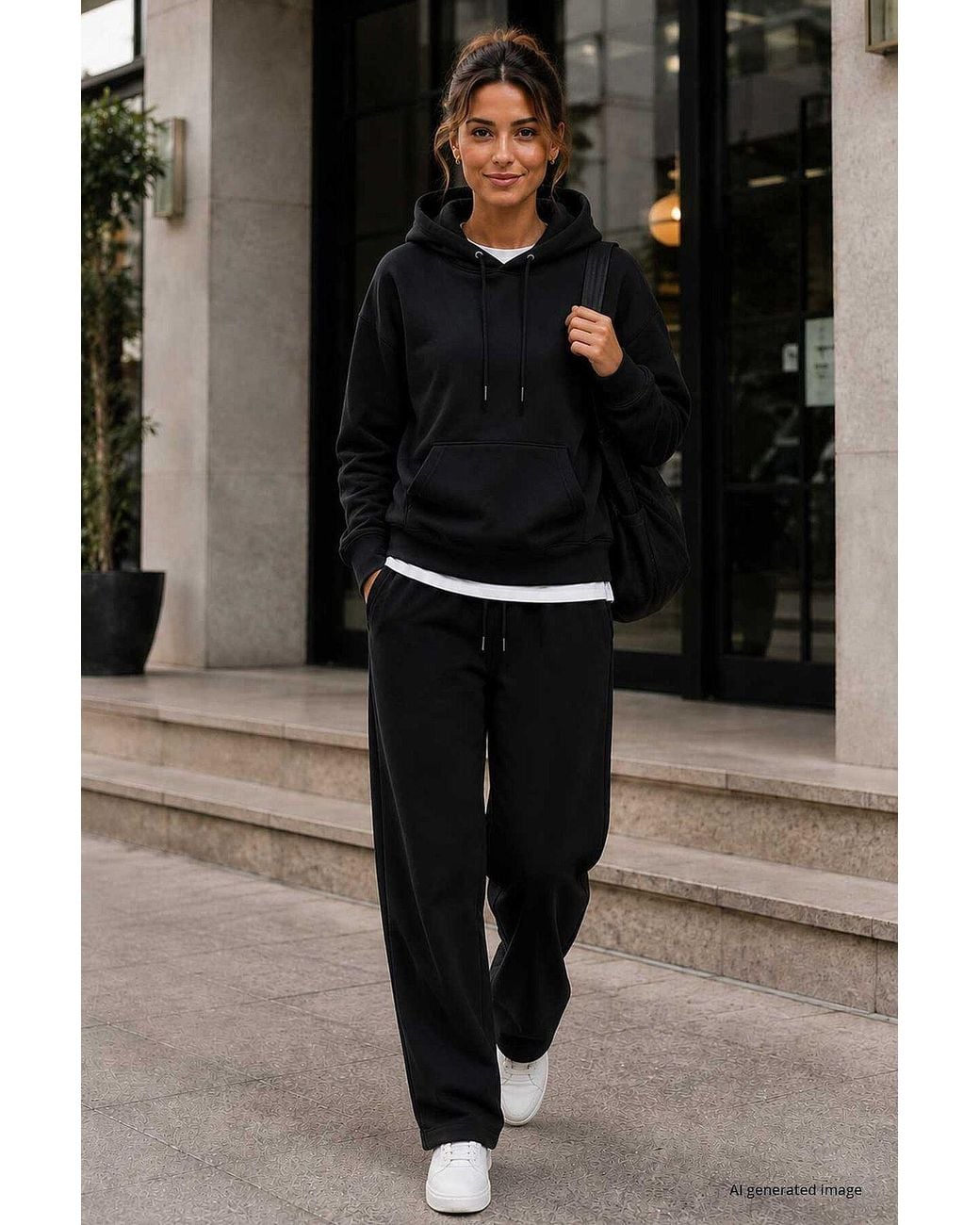 TOMMY LIFE Black Cotton-Blend Sweatshirt