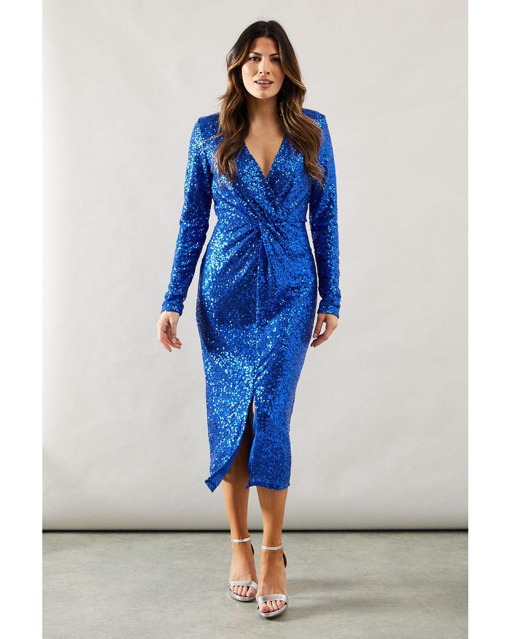 Wallis Tall Occasion Sequin Twist Pencil Dress in Blue Lyst UK