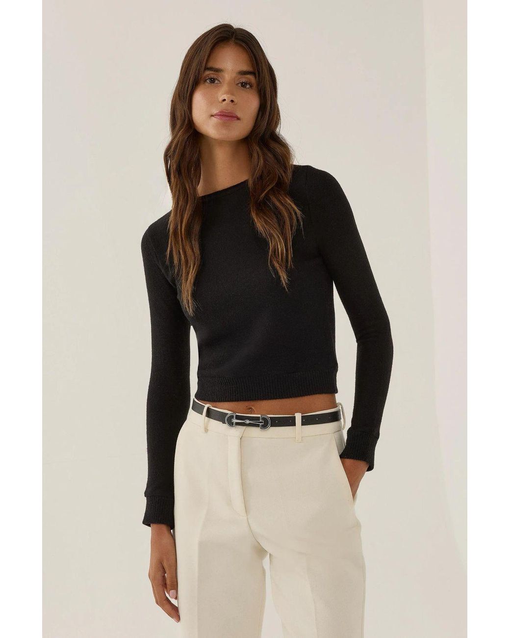 Hiccup Black Slim Fit Crew Neck Blouse