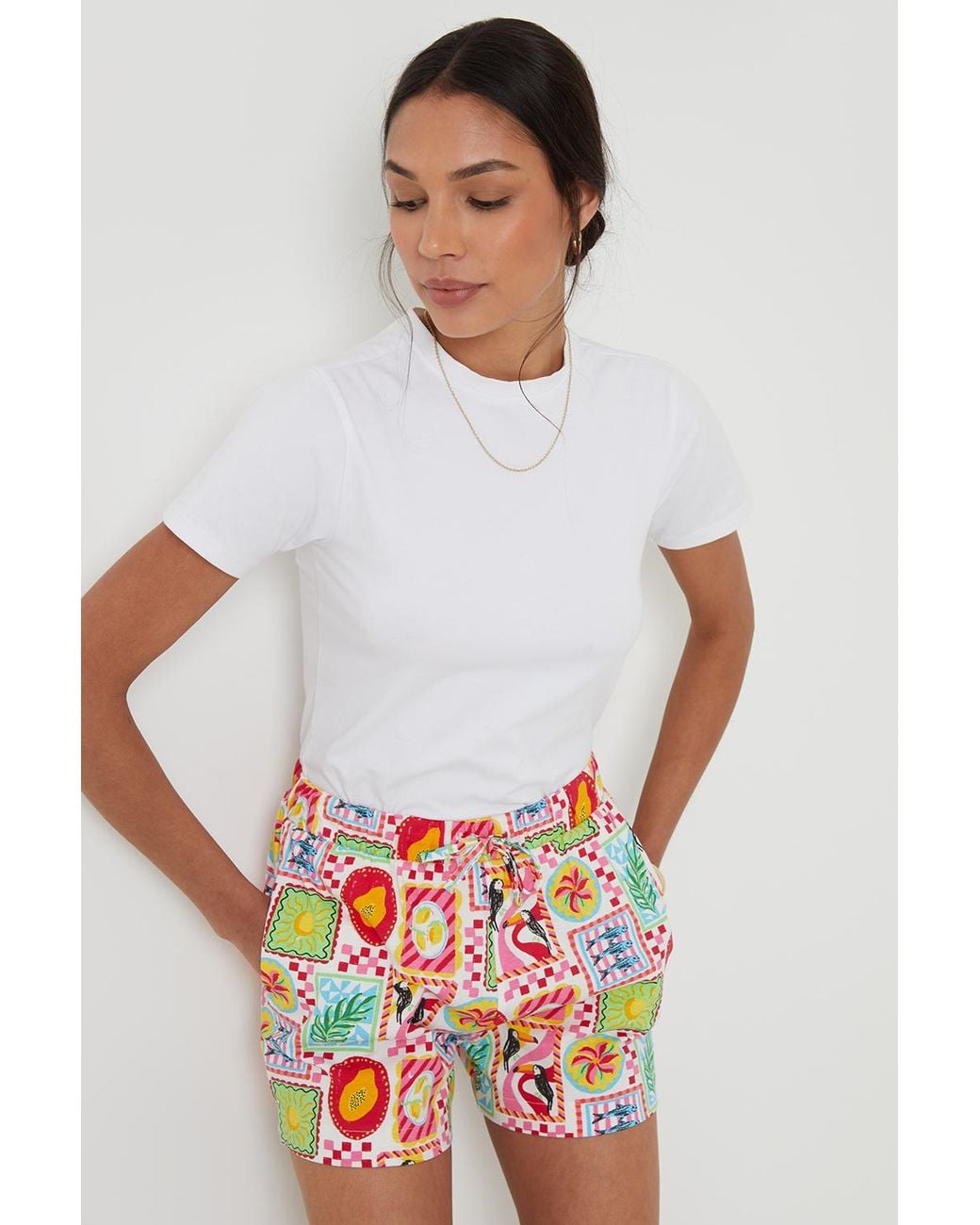Threadbare White 2 Pack Printed Pull On Jersey Shorts