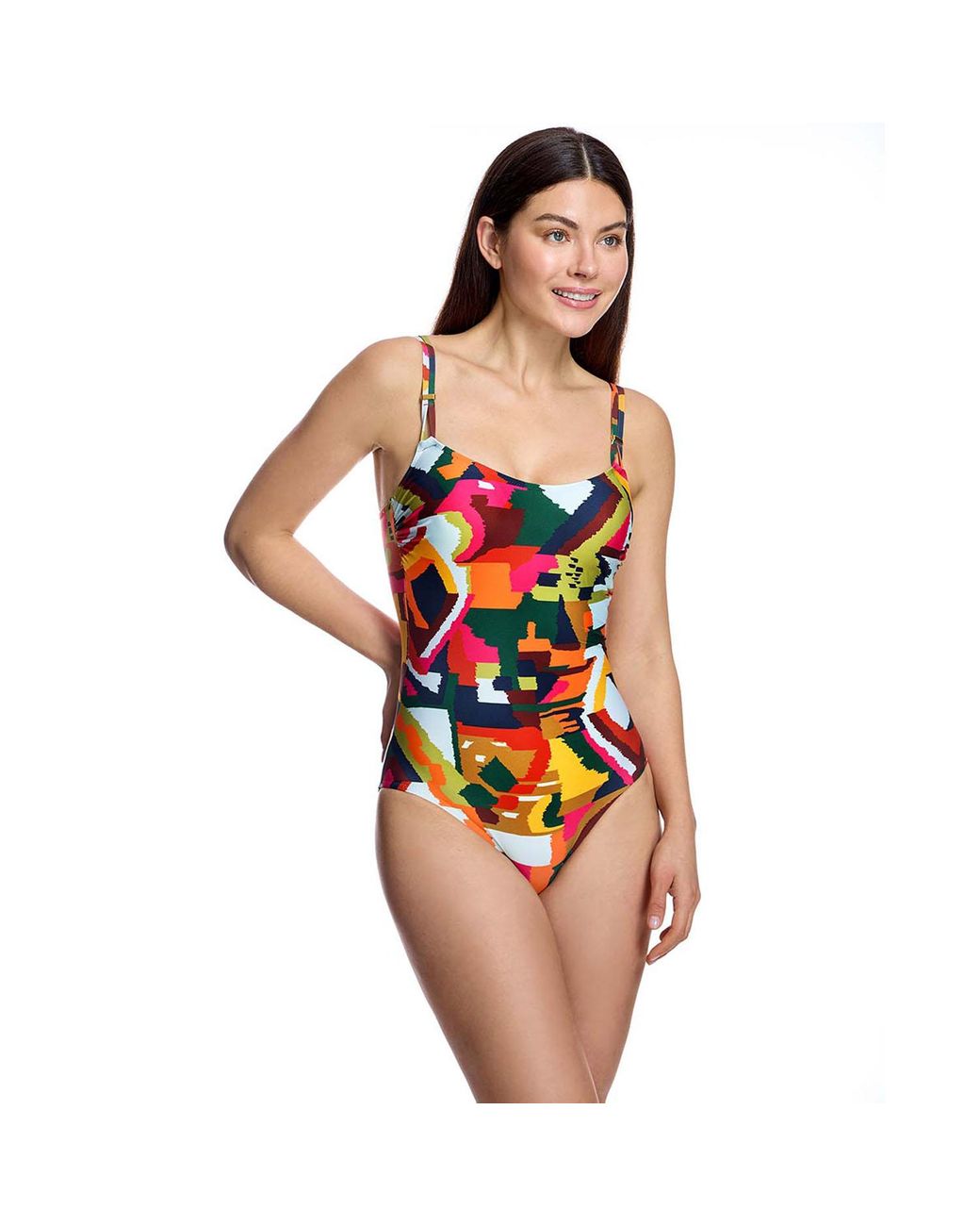 Ory Multicolor Swimsuit Straight Neckline Bathing Suit W260181