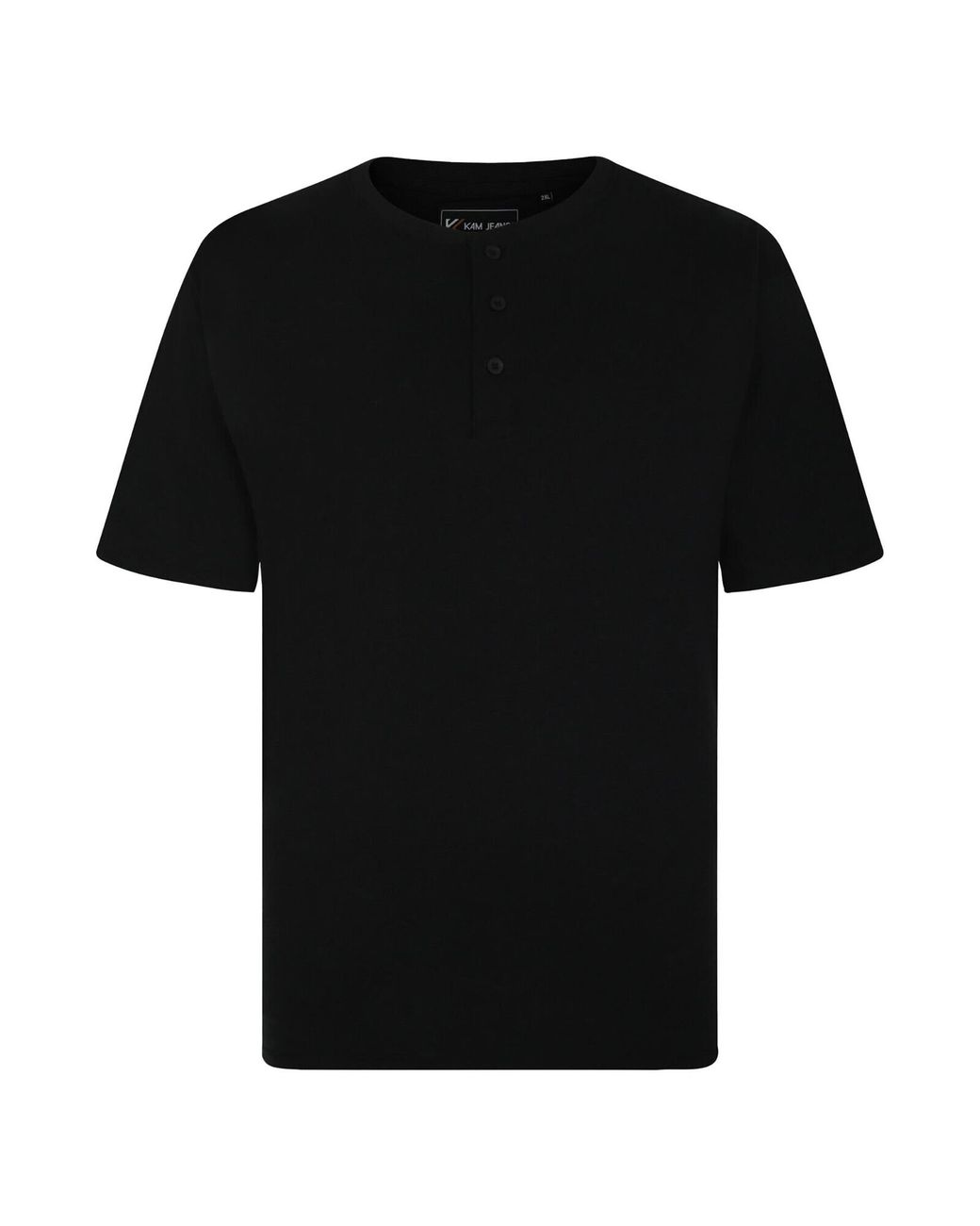 KAM Jeanswear Black Kam Plus Size O-Neck Tee Shirt Button Up for men