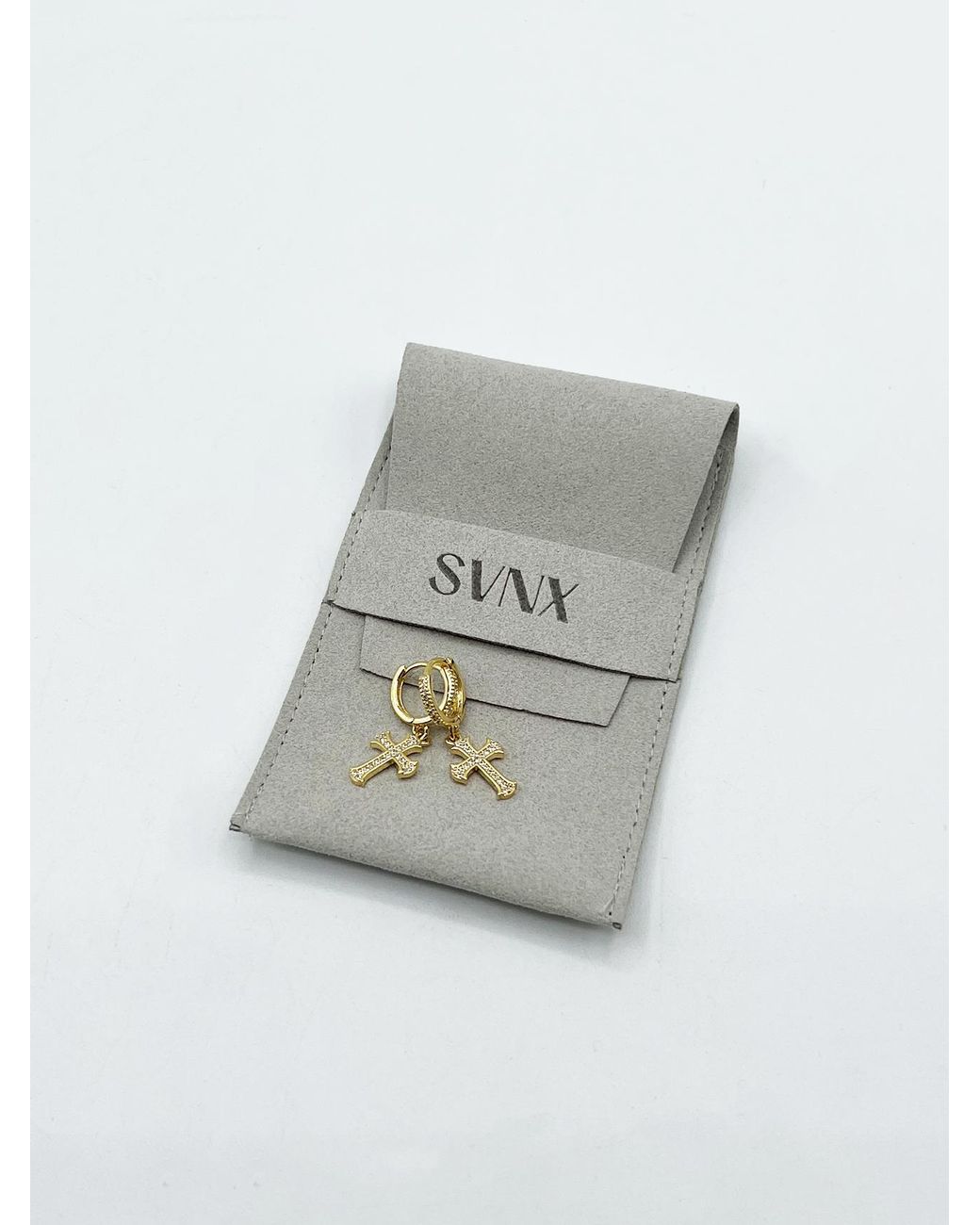 SVNX Gray Cross Drop Earring On Hoop