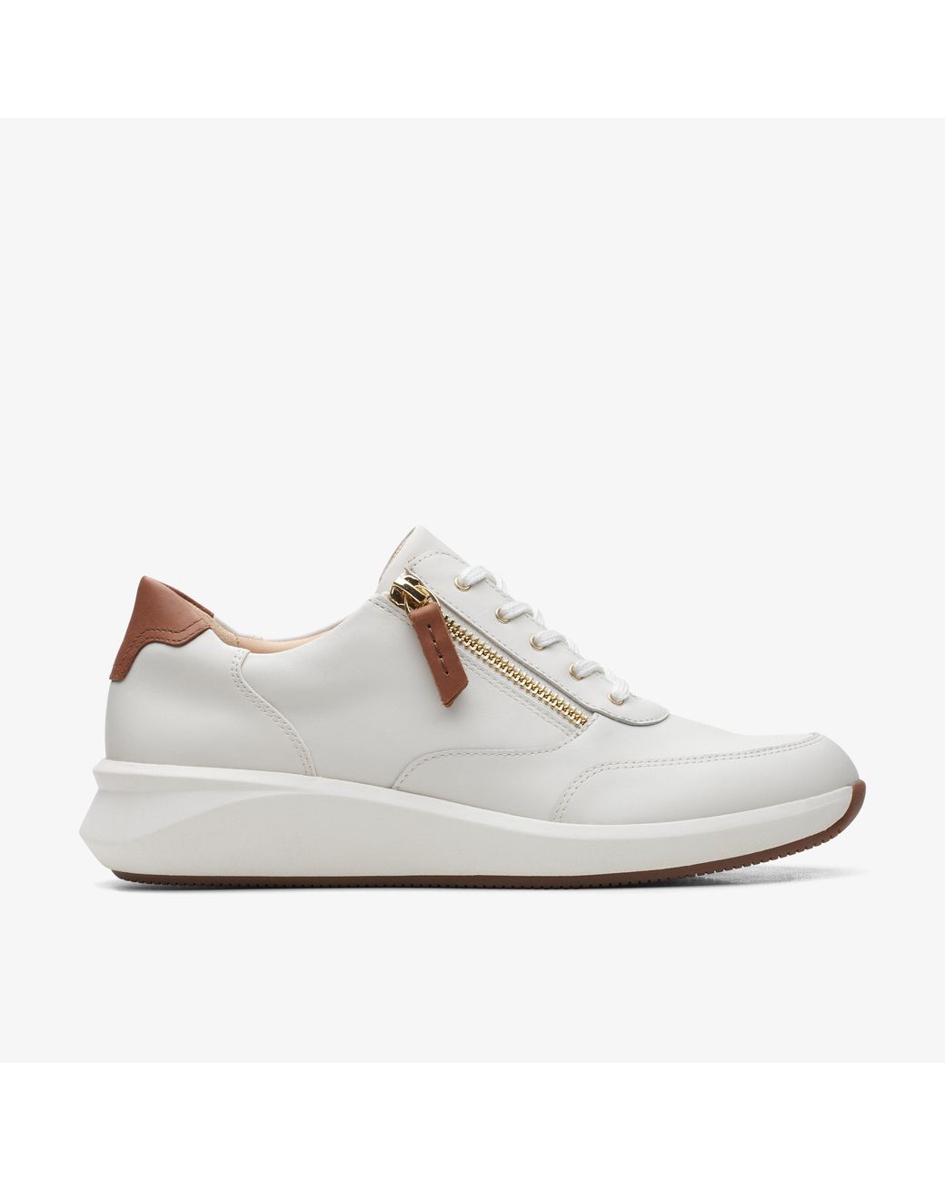 Clarks White Un Rio Zip Leather Trainers