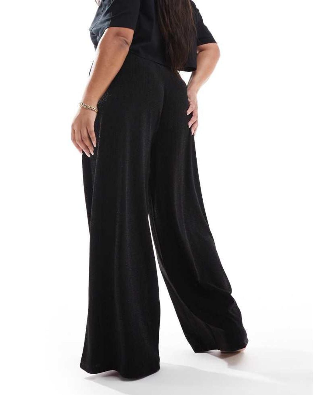 Yours Black Stripe Wide Leg Trousers