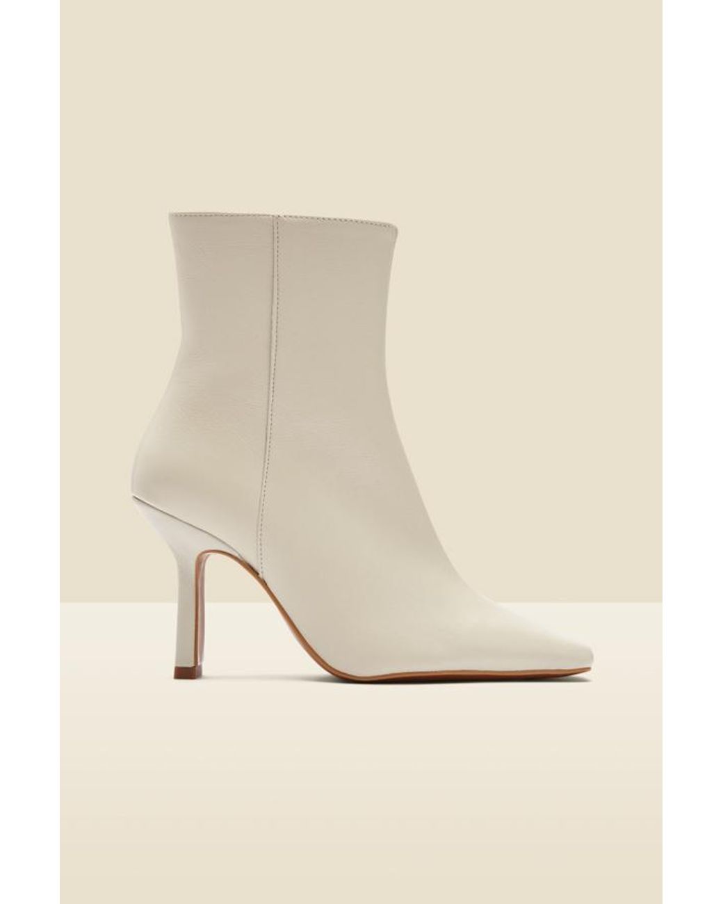 Sosandar Natural Leather Square Toe Ankle Boot