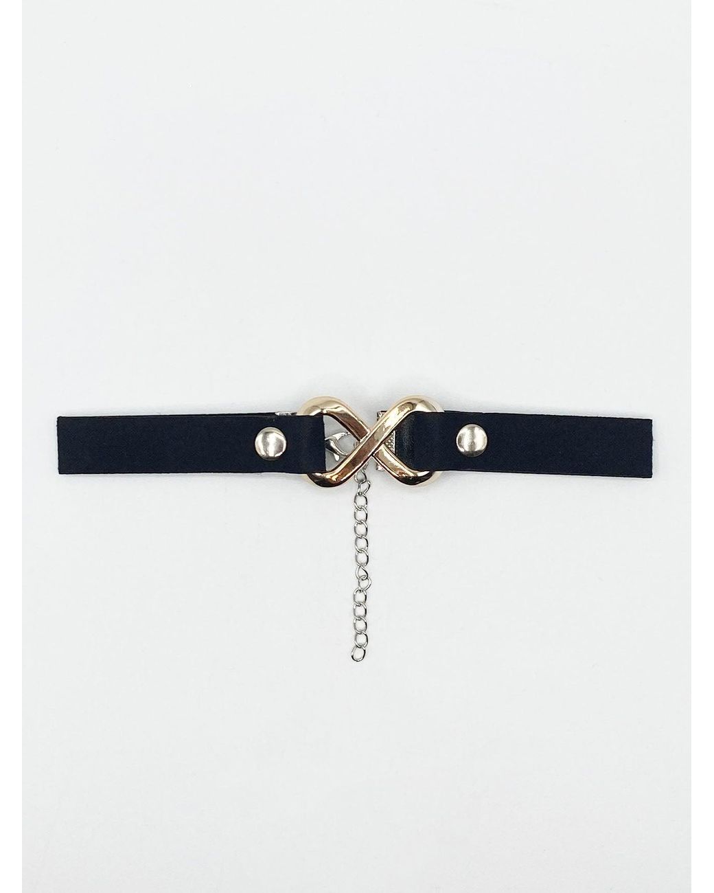 SVNX Blue Faux Suede Choker Necklace With Metal Centre Piece