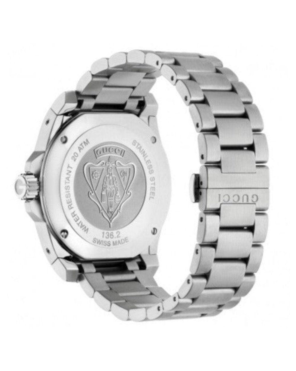 Gucci Metallic Ya136203 Dive Watch With Dial And Stainless Steel Bracelet for men