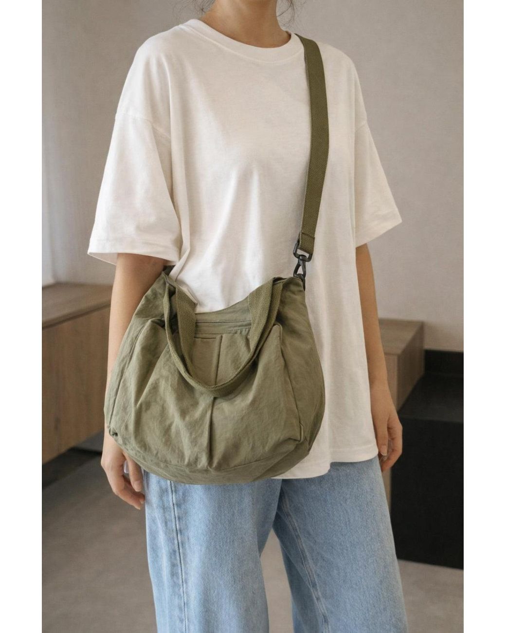 SVNX Natural Double Pockets Crossbody Bag