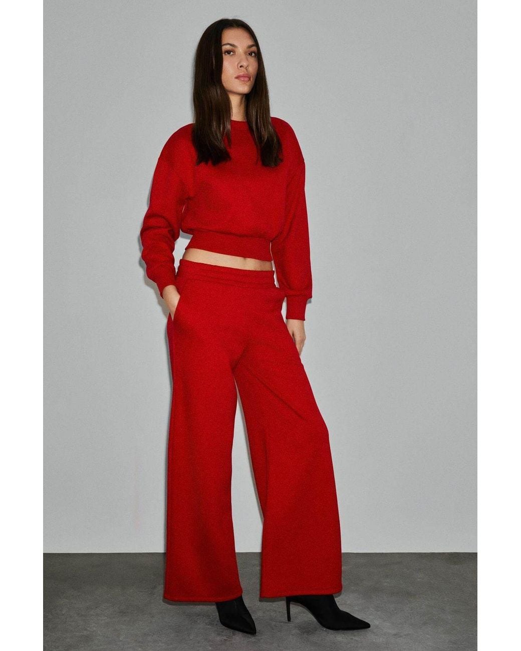 Grimelange Red Crop Crew Neck Sweatshirt