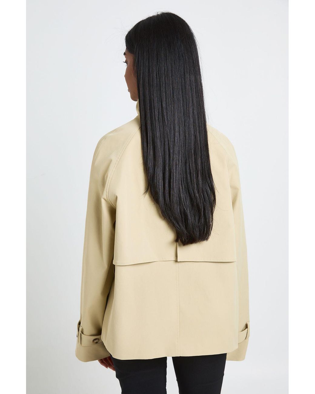 Boohoo Natural Funnel Neck Belted Trench Coat