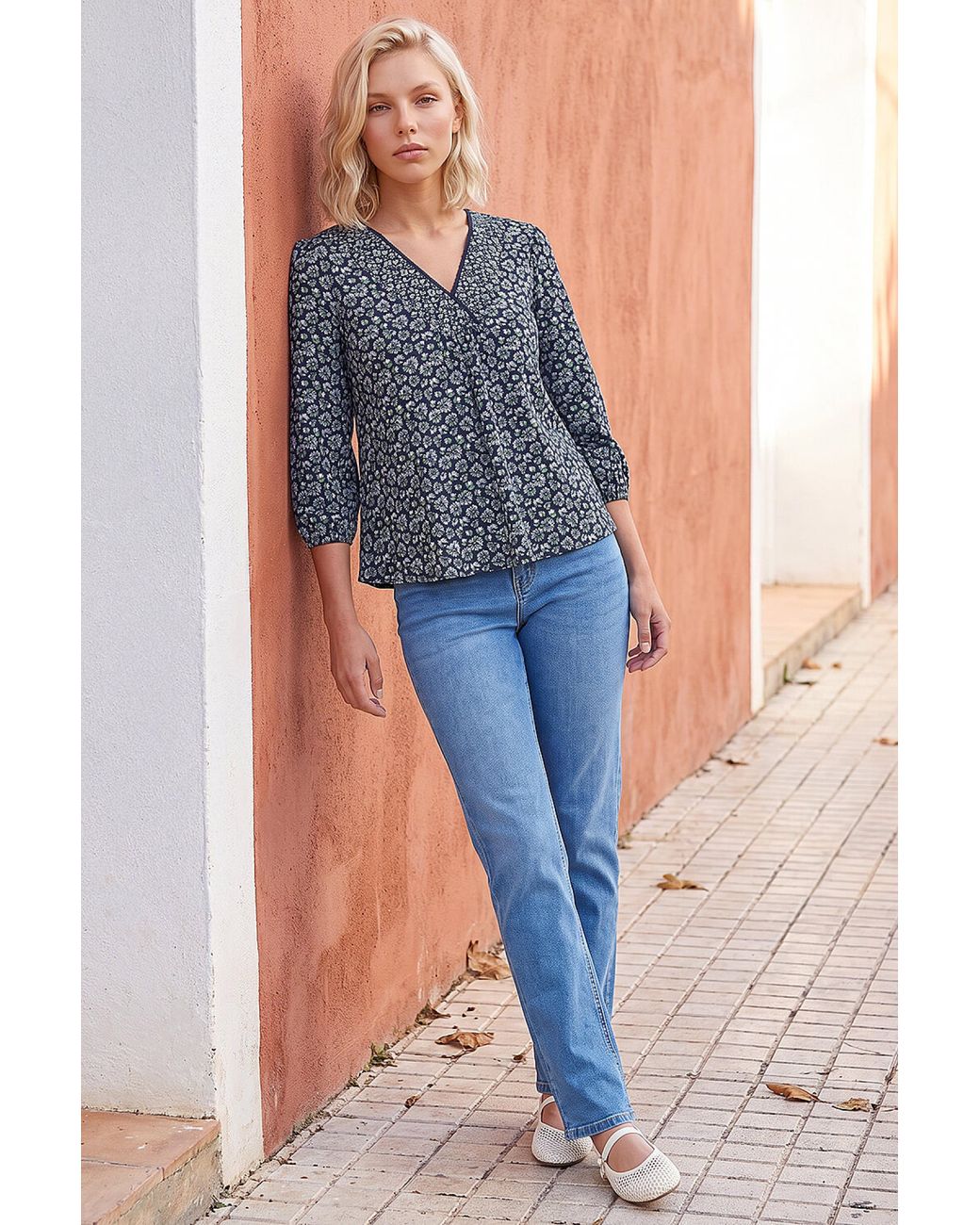 Roman Blue Petite Stretch Top