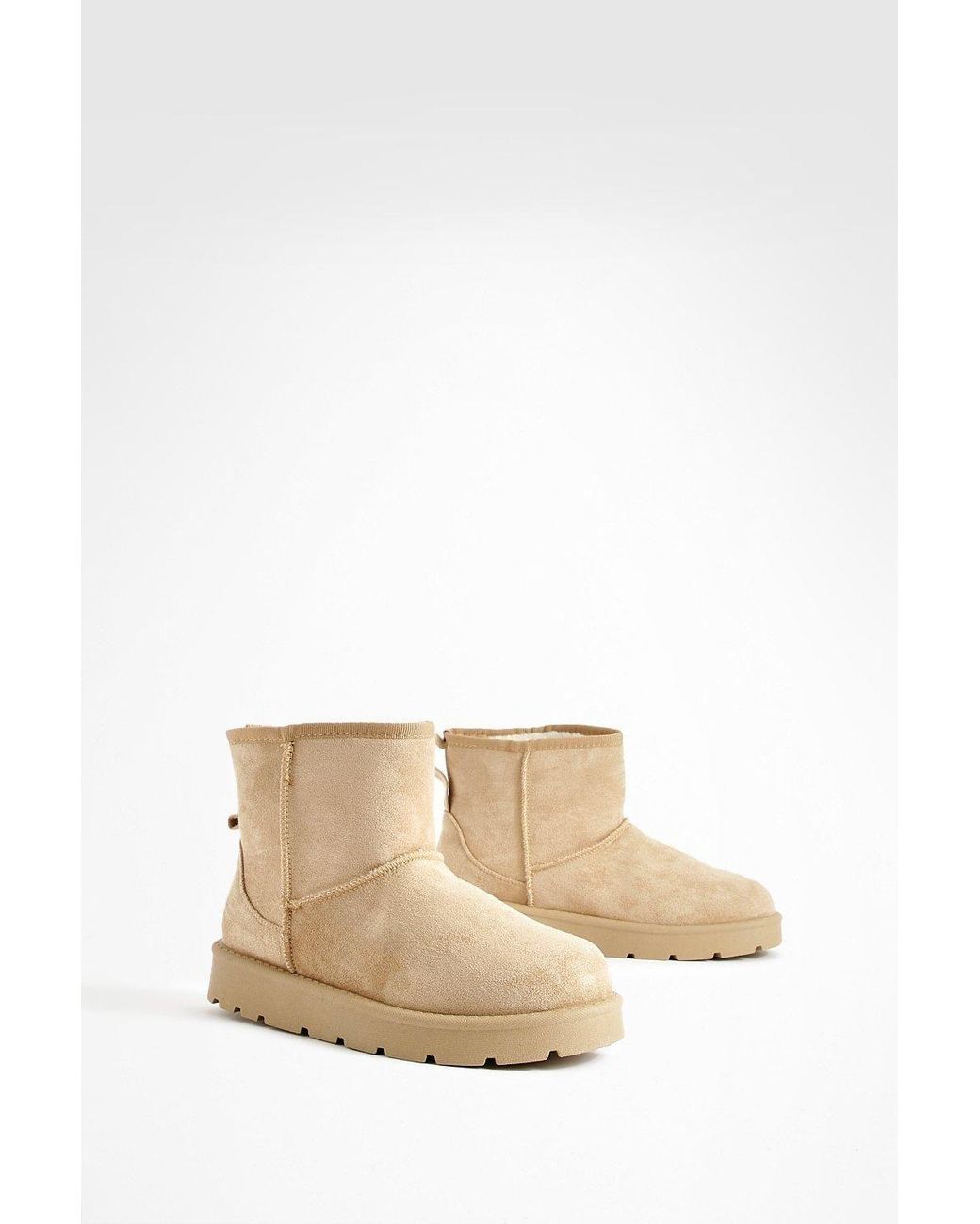 Boohoo Natural Mini Cosy Boots