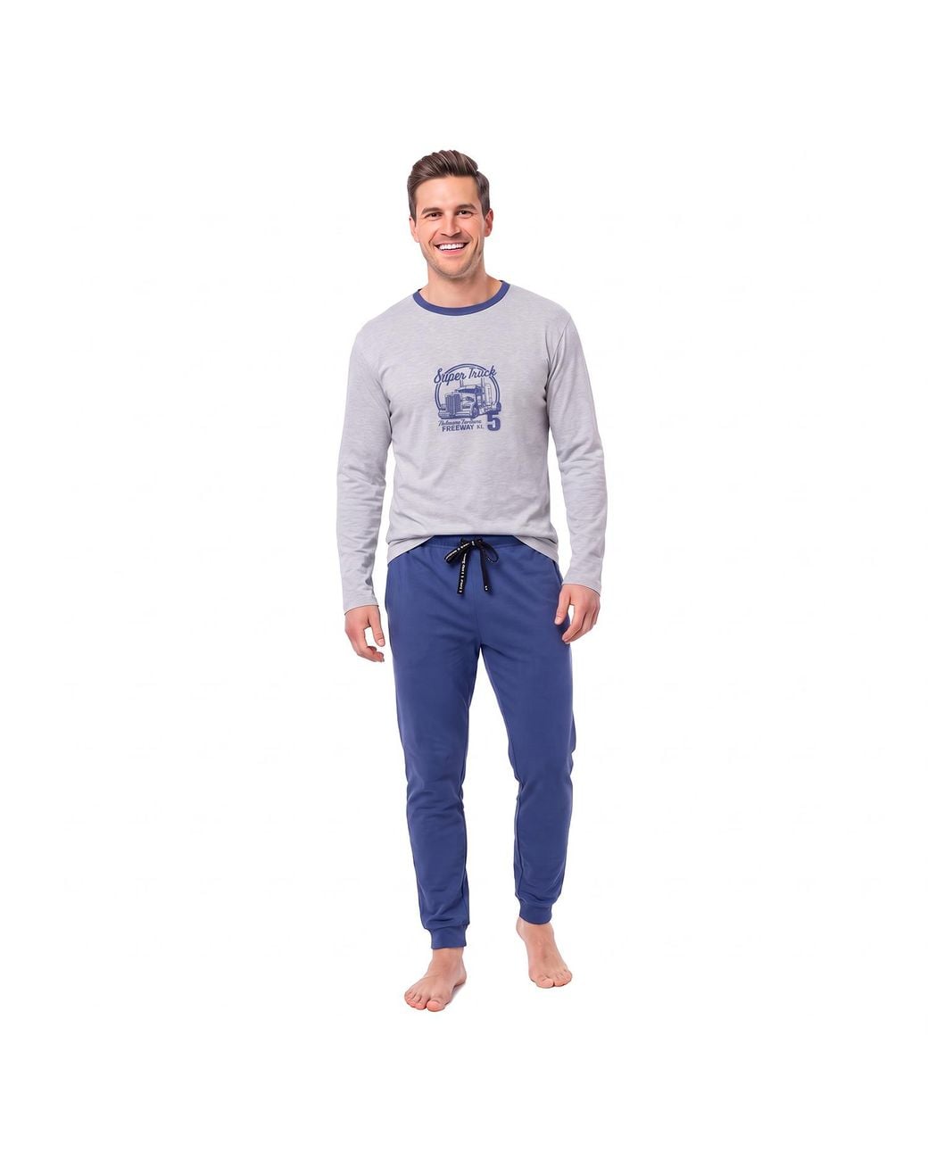 Kisses&Love Blue Cotton Long Sleeve Pyjamas Klp4 for men