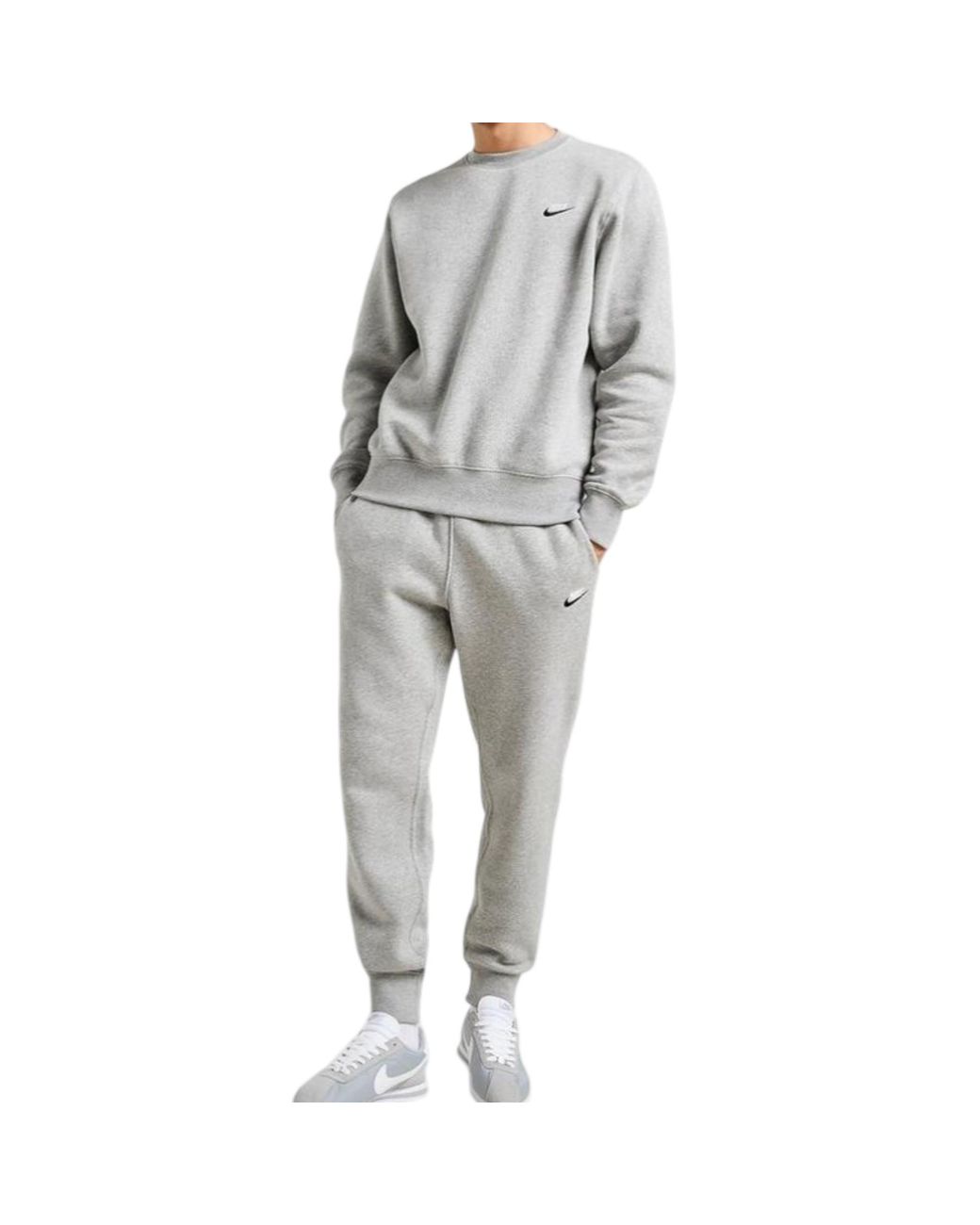 Nike Gray Tracksuit Sportswear Pullover Sweatshirt Fleece Joggers Set for men