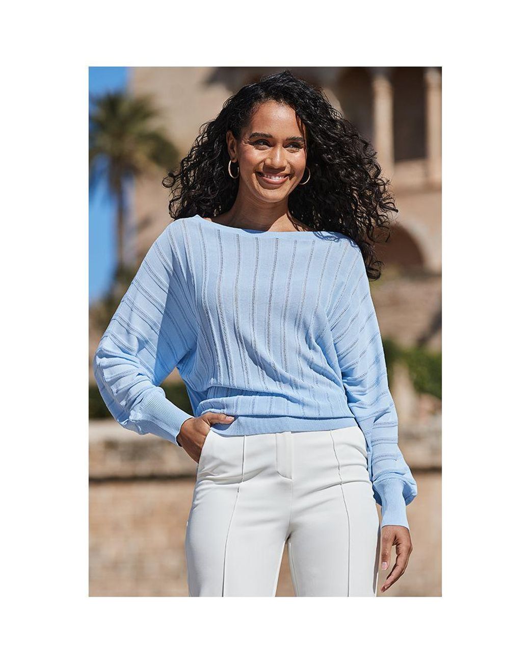 Sosandar Blue Cornflower Batwing Jumper