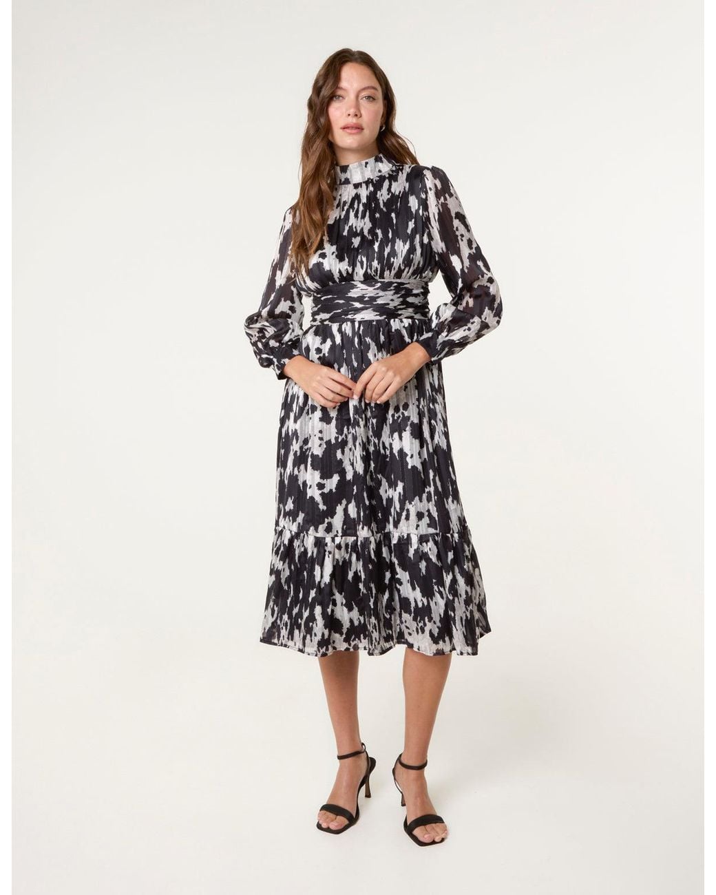 Blue Vanilla Black High Neck Midi Dress