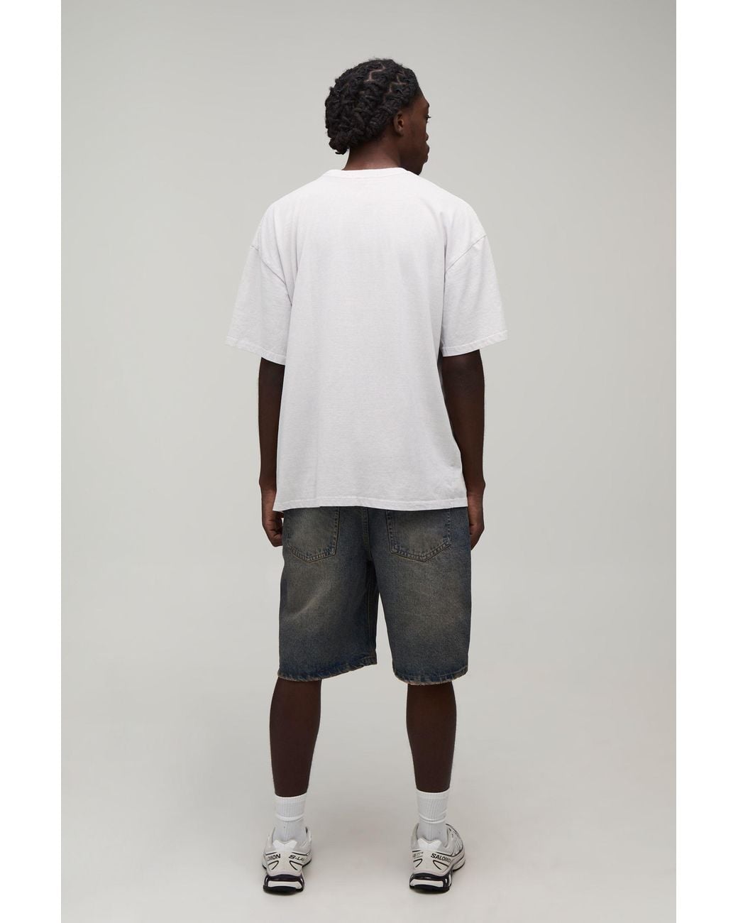 BoohooMAN Gray Washed Oversized Houston Texas Print T-Shirt for men