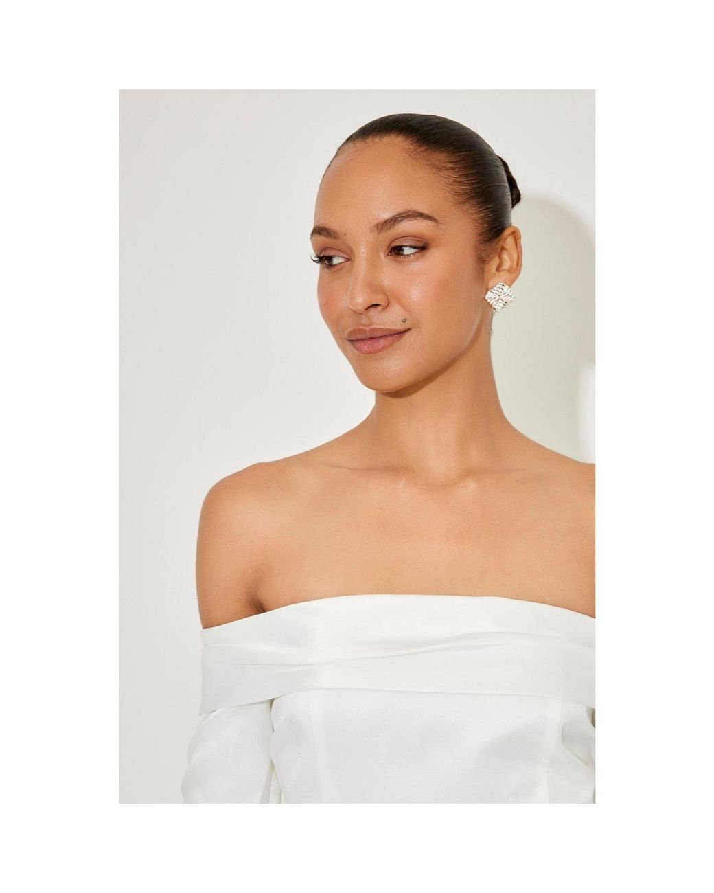 Odd Muse White Satin Bardot Dress