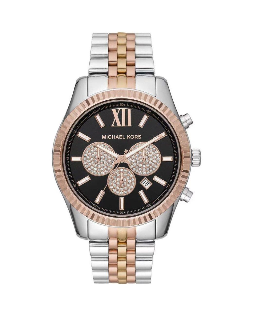 Michael Kors Metallic Mk8714 Tri Tone Chronograph Watch for men